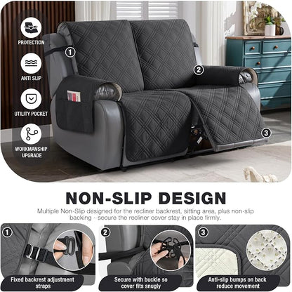TAOCOCO 100% Waterproof Oversized Loveseat Recliner Cover, Non Slip Split Couch - Image 5