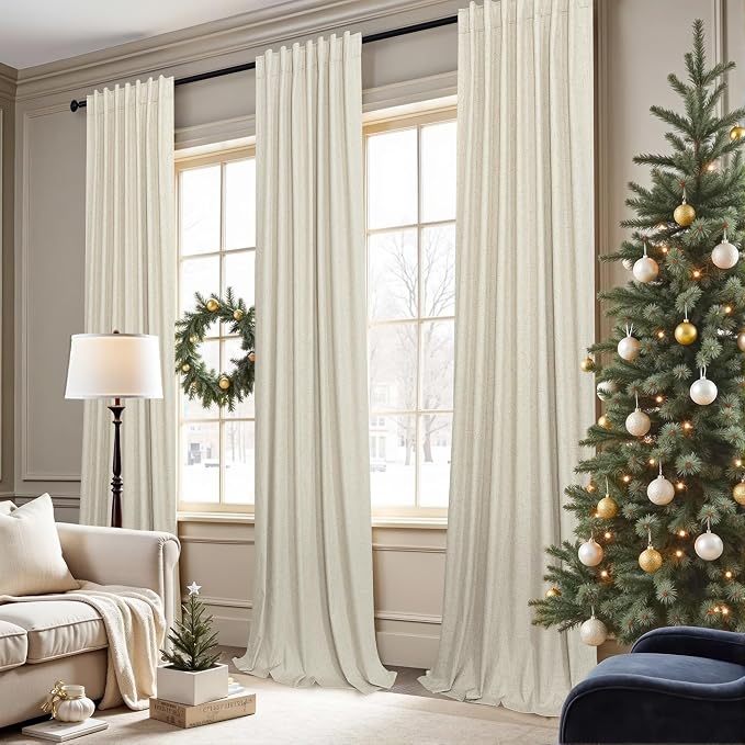 Pitalk 80 Inch Curtains 2 Panel Set Linen Blackout Curtains - Image 8