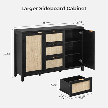 SICOTAS Rattan Large Sideboard Buffet Cabinet - Image 2