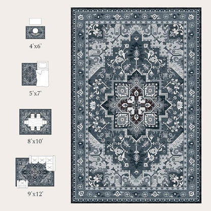 Rugflix 3x5 Entrance Rugs, Washable Dark Navy Blue Entry Small Rug | Machine - Image 8