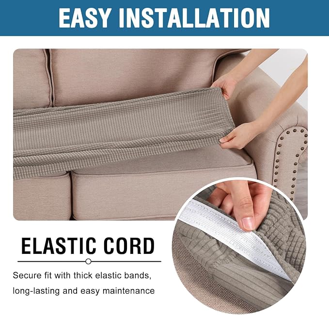 H.VERSAILTEX Super Stretch Individual Seat Cushion Covers Sofa Covers Couch - Image 5