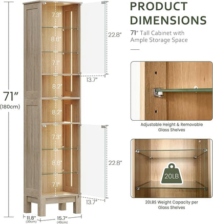 Glass Display Cabinet, 8-Tier Curio Cabinets - Image 2