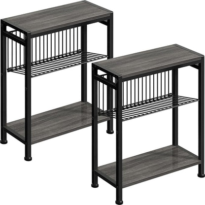 End Table Set of 2 for Small Space, 3-Tier Narrow Side Table by HOME