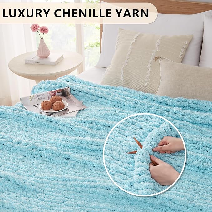 L'AGRATY Chunky Knit Throw Blanket - Image 3