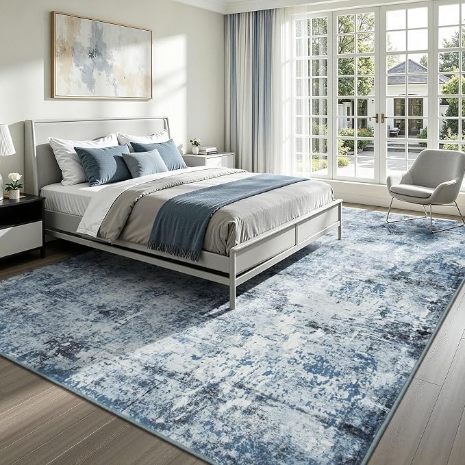 Rugflix 5x7 Area Rugs for Living Room, Washable Light Blue Grey Large Rug | - Image 2