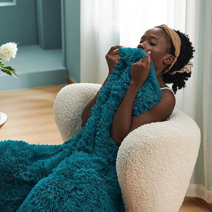 Bedsure GentleSoft Fluffy Turquoise Teal Blankets Queen Size - Image 2