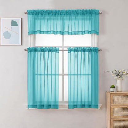Chyhomenyc Sheer Valances for Windows 2 Pack, Small Window Curtains for Living - Image 2