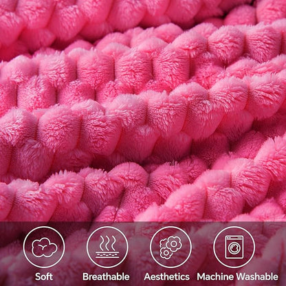 BEDELITE Hot Pink Twin Blanket for Couch, Soft Cozy Gifts for Women, 60*80 | 3D - Image 3