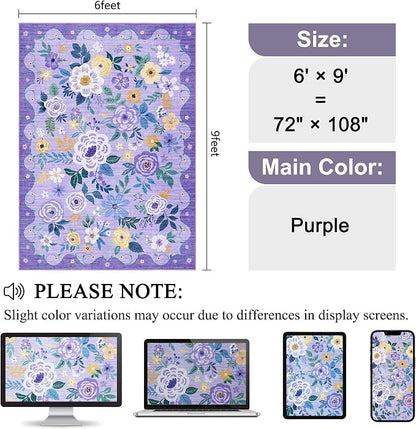 DUKINO 6x9 Area Rugs, Floral Washable Rug - Image 2