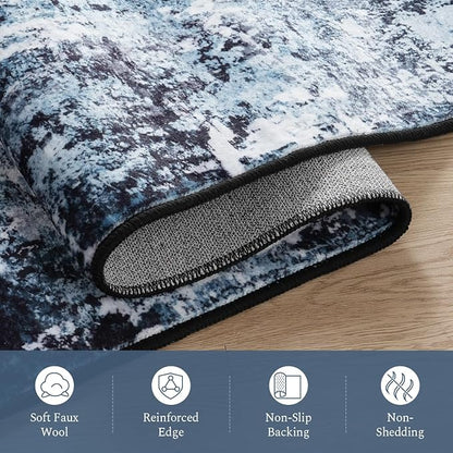 Rugflix 2x4 Entrance Rugs, Washable Navy Blue Dark Entry Small Rug | Machine - Image 7