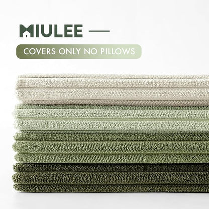 MIULEE Soft Corduroy Decorative Throw Pillow Covers Light Green 18x18 | Set of 4 - Image 3
