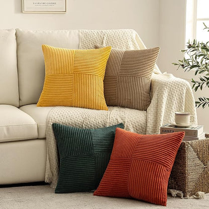 MIULEE Fall Green Rust Throw Pillow Covers 18x18 Inch Set of 4 Boho Farmhouse - Image 3