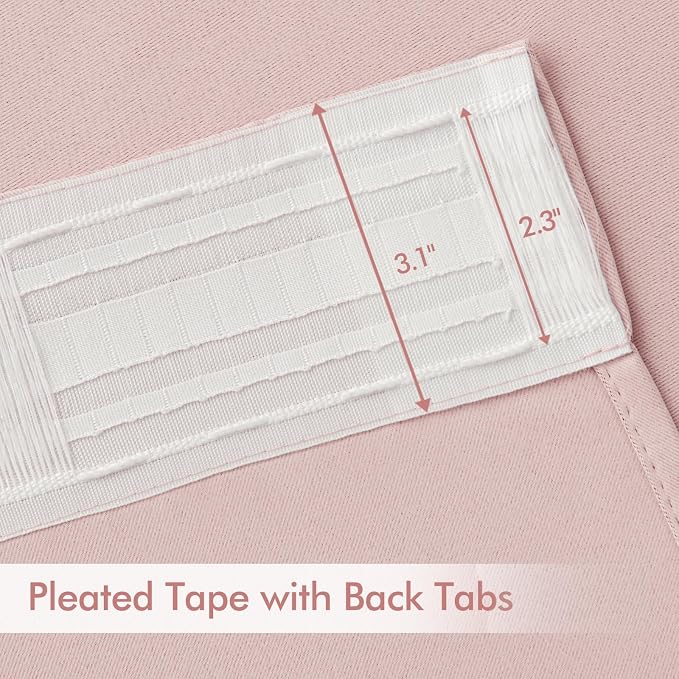 MIULEE Light Pink Back Tab Blackout Curtains 52x102 Inch Long 2 Panels Set | - Image 4