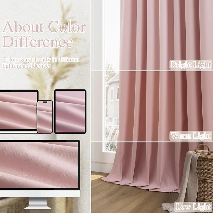 100% Blackout Linen Curtains 90 Inch 2 Panels Set - Image 7