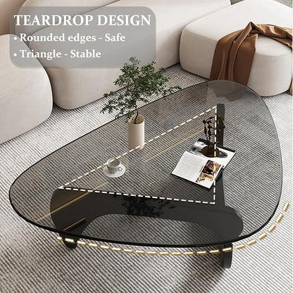 35.8" Modern Coffee Table, Triangle Tempered Glass & Sturdy Solid Legs - Image 5