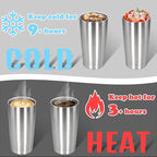 20 oz Tumbler with lid Double Wall Vacuum Insulated Tumblers Stainless Steel Coffee Mug Travel Coffee Tumbler Powder Coated Tumbler Cup Keep Hot&Cold - (Stainless 1 Pack)