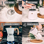 GROSCHE White Milano Stovetop Espresso Maker, 6 cup