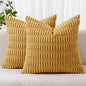 MIULEE Corduroy Decorative Throw Pillow Covers 20x20 Yellow Pack of 2 | Soft by MIULEE