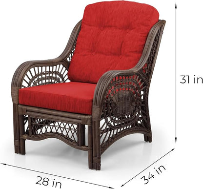 Malibu Lounge Living Accent Armchair Natural Rattan Wicker Handmade Design - Image 2