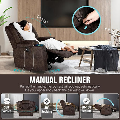 LEVELEVE Retro Rocking Recliner Chair, Massage Rocker Recliner Chair - Image 4