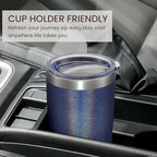 MEWAY 20oz Tumbler Double Wall Vacuum Insulated Travel Glitter Mug,Stainless Steel Tumblers with Lid and Straw, Powder Coated Coffee Cups for Woman (Rainbow Navy,1)