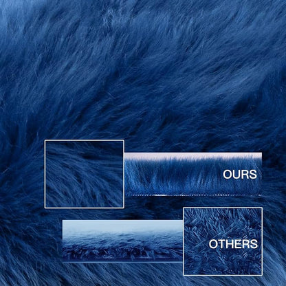 SERISSA 2x6 Fluffy Dark Blue Faux Fur Area Rug - Image 3