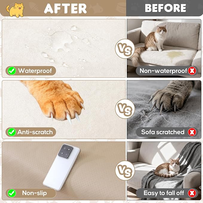 Loiion Velvet Sofa Cover, Ultra Soft Waterproof Non-Slip Couch Cover - Image 4