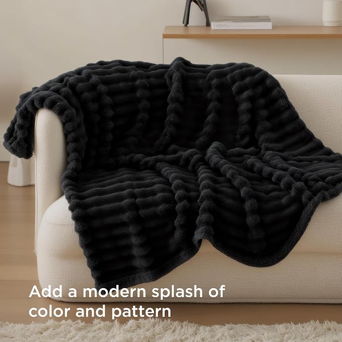 Bedsure Soft Twin XL Blanket for Bed Dorm Black 66"x90" | Birthday Gifts for - Image 4