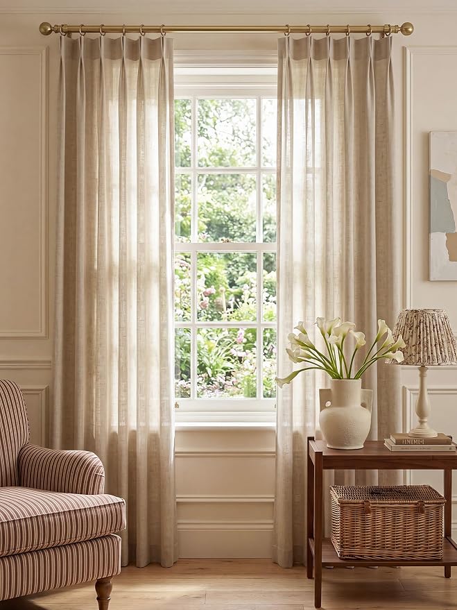 Liz Pinch Pleated Linen Curtains Light Filtering Curtains - Image 3