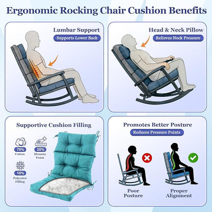 Rocking Chair Cushion, Waterproof and Fade-Resistant Adirondack Rocker Cushions - Image 3
