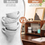 Coffee Mug Holder Wooden Cup Rack Mug Display Shelf Coffee Cup Holder for Countertop With 4 Mug Cups 2 Tier Wood Coffee Mugs Holder for Kitchen Coffee Cup Storage