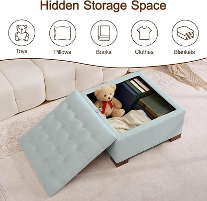 WUTUTUEE 30" Fabric Square Storage Ottoman - Image 7