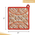 Maison d' Hermine Pot Holders Set 100% Cotton Heat Resistant Potholders 8" x 8" Hot Pads with Loop BBQ, Cooking, Baking, Grilling, Kitchen, Handling Hot Pans (Pack of 2, Kashmir Paisley)