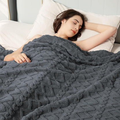 Aganear Fleece Throw Blanket for Couch Sofar 50"x60" Grey | Lightweight Fuzzy - Image 4