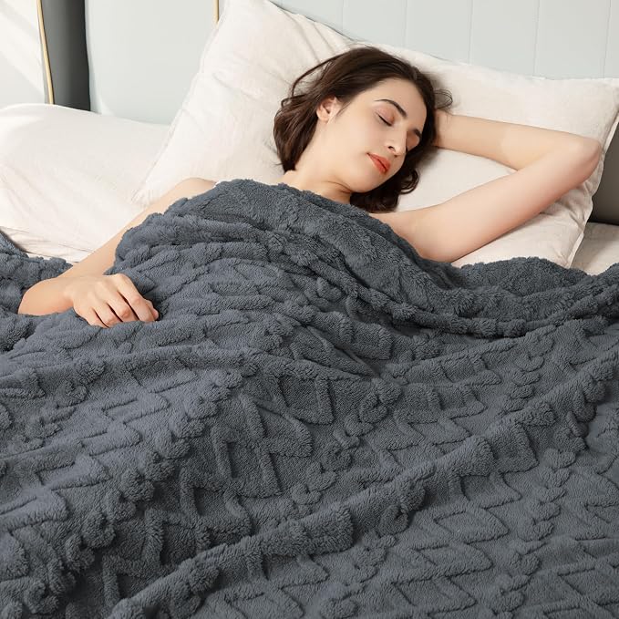 Aganear Fleece Throw Blanket for Couch Sofa 60"x80" Grey | Lightweight Fuzzy - Image 2