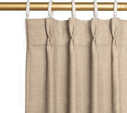 Joydeco Thick Linen Pinch Pleated Curtains 96 Inch Long 2 Panel Set by JOYDECO