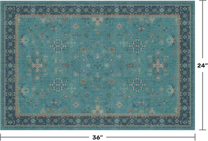 2x3 Washable Teal Rug for Entryway Indoor, Kitchen Floor Waterproof, Powder Room - Image 2