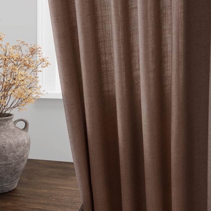 Mocha Mousse Curtains 84 Inch Length 2 Panels Set Back Tab Rod Pocke tLinen - Image 4