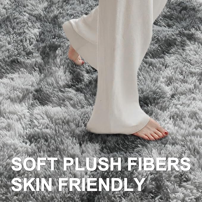 5x7 Ft Large Shag Rugs for Bedroom Living Room, Tie Dyed Ultra Soft Fluffy - Image 4