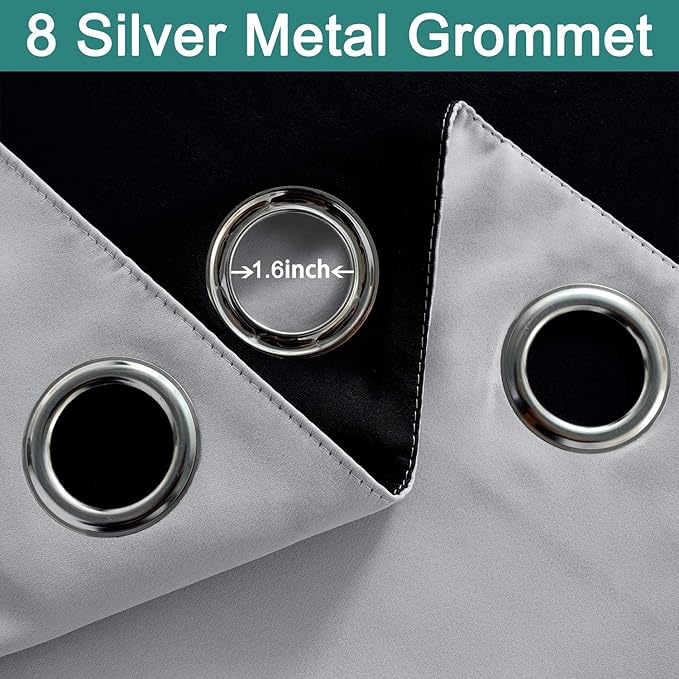 Yakamok Light Grey 100% Blackout Curtains 84 Inches Long 52" Wide 2 Panel | - Image 6