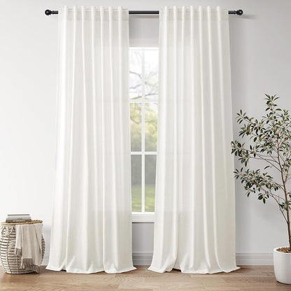 Neutral Linen Curtains 120 Inches Long by Nanspring