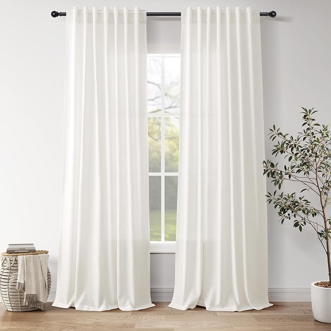 Neutral Linen Curtains 90 Inches Long by Nanspring