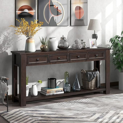 LKTART 63" Solid Wood Console Table Sofa Table - Image 2