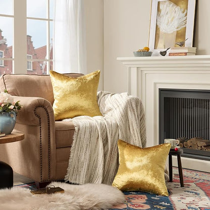 GIGIZAZA Gold Velvet Pillow Covers 24x24 Decorative Pillows Pack of 2 | Throw - Image 7