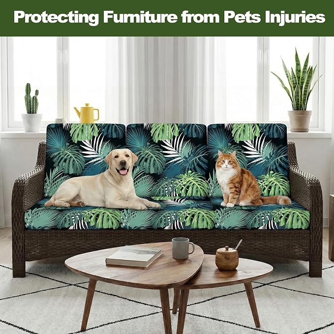 CALBODE 14 Pcs Stretch Outdoor Seat Cushion Covers, Breathable, Indoor/Outdoor - Image 6