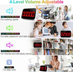 Digital Kitchen Timer - Magnetic Countdown Countup Timer with Large LED Display Volume Adjustable with Sound Alert Function Easy for Cooking and for Seniors and Kids to Use-Red