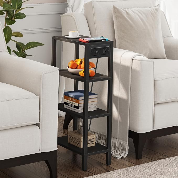 TUTOTAK Narrow Side Table with Charging Station, Small End Table with USB Ports - Image 2