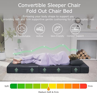 Folding Sofa Bed, 4 in 1 Convertible Sleeper Chair - Image 3