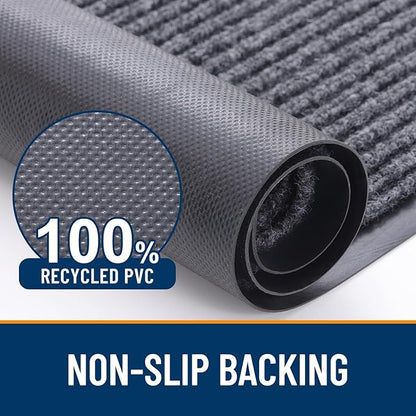 OLANLY 2-Pack Front Door Mats 47x23, Waterproof Heavy-Duty Doormats | Grey - Image 3