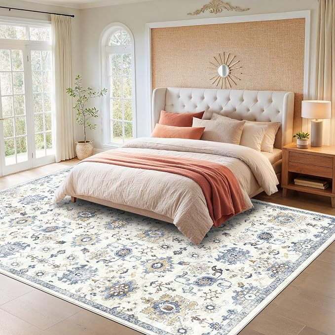 AMADA HOMEFURNISHING 10x14 Washable Area Rug, Low-Profile Large Area Rug - Image 3